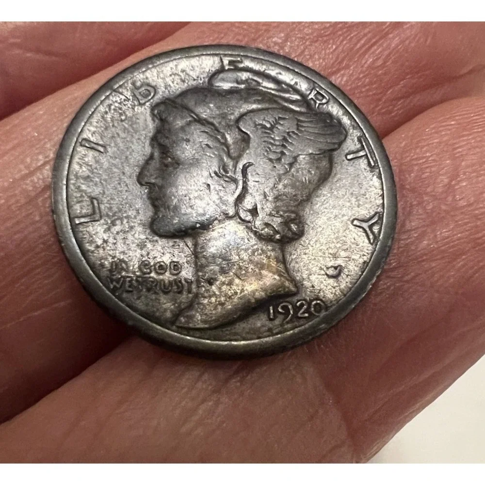 1920-S MERCURY HEAD SILVER DIME VF‎